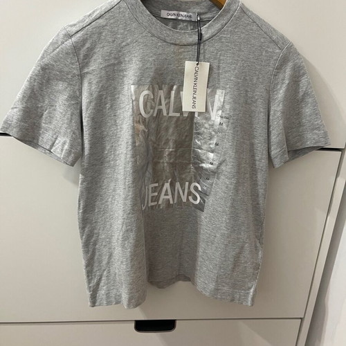 Calvin Klein grey T-shirt with silver logo new with tags size M