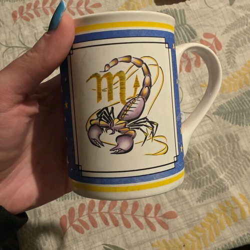 Vintage Scorpio mug used from Royal Norfolk with Scorpio zodiac sign