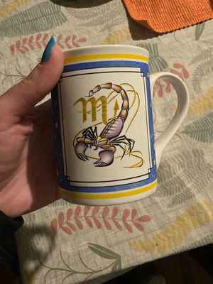 Vintage Scorpio mug used from Royal Norfolk with Scorpio zodiac sign