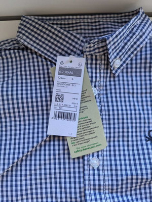 Children's shirt United Colors of Benetton new, size 6–7 years, blue white check