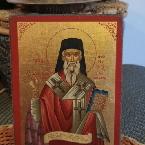 Icon replica of Byzantine icon used, size 13x10
