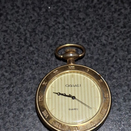 Vintage Cassali Quartz Pocket Watch used, gold tone, retro style