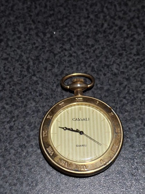 Vintage Cassali Quartz Pocket Watch used, gold tone, retro style