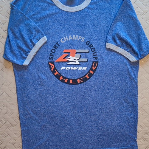 Map Vintage 90s Athletic T-shirt like new, melange blue and grey, size L/XL