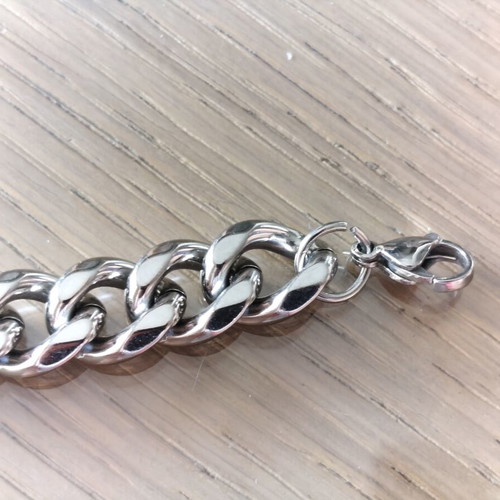 Men's chain bracelet nickel silver color like new, 21 cm