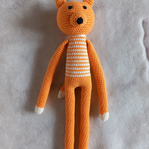 Knitted doll new, handmade, 37 cm, cotton yarn