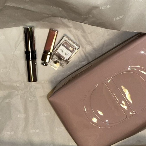 Dior make up bag, dusty pink with embossed logo