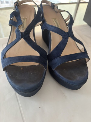 Kalogirou suede platform sandals used, blue, size 37