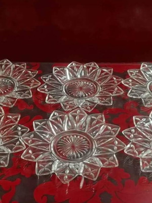 Πιάτα γλυκού του κουταλιού/πάστας 6 τμ. Federal Glass USA "Petal" 50'-60'.