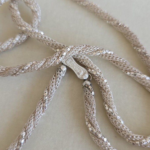Vintage knitted and twisted silver 1000 necklace