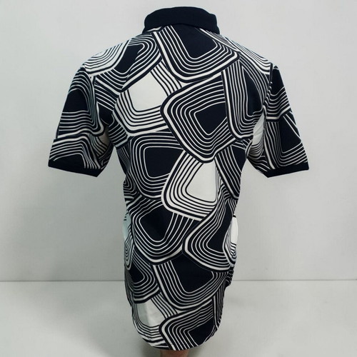 Men's Polo Shirt with Vintage Geometric Design like new, black and white, XL