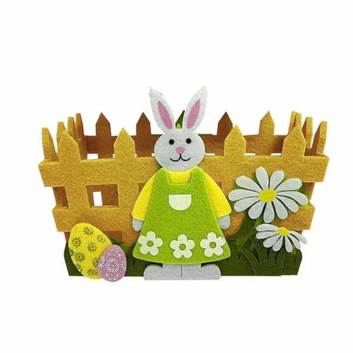 Felt basket rabbit beige 18 x 12 x 9 new