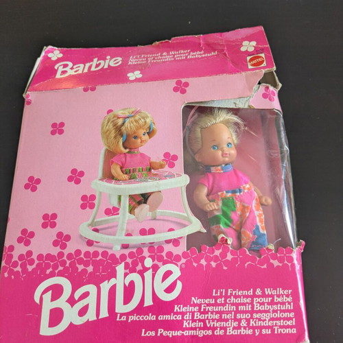Barbie Li'l Friend Mattel doll used with high chair and shoes