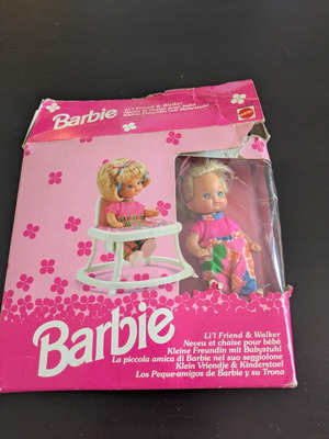 Barbie Li'l Friend Mattel doll used with high chair and shoes