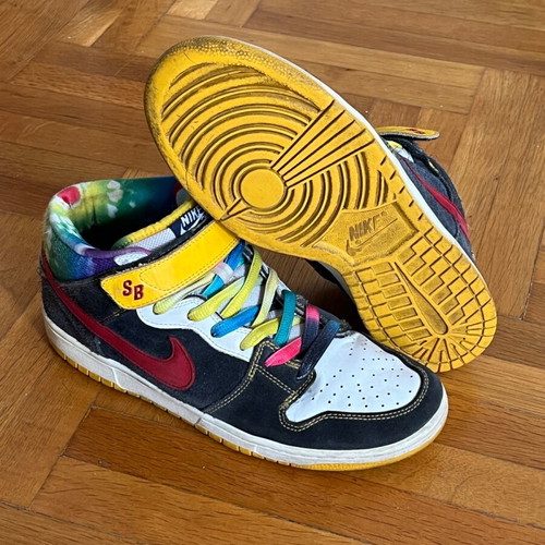 Nike SB Dunk Mid Tie Dye sneakers used, size 44.5, multicolor