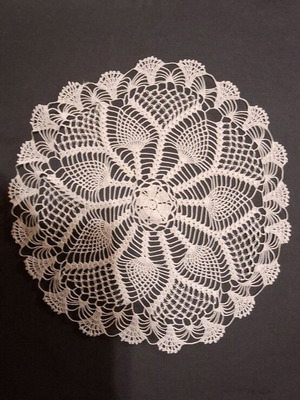 Handmade crochet doily like new, beige, 27 cm