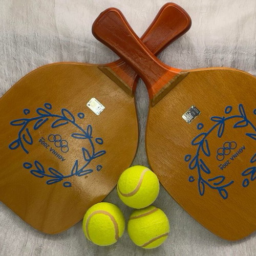 Athens 2004 Collectible Wooden Beach Paddles with 3 Balls New