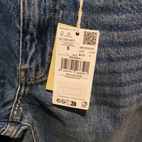 Mango kids jeans size S blue, brand new, loose fit