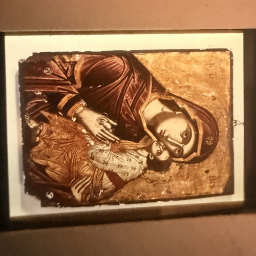 Collectible slides with Byzantine icons, church relics and traditional ceramics, like new