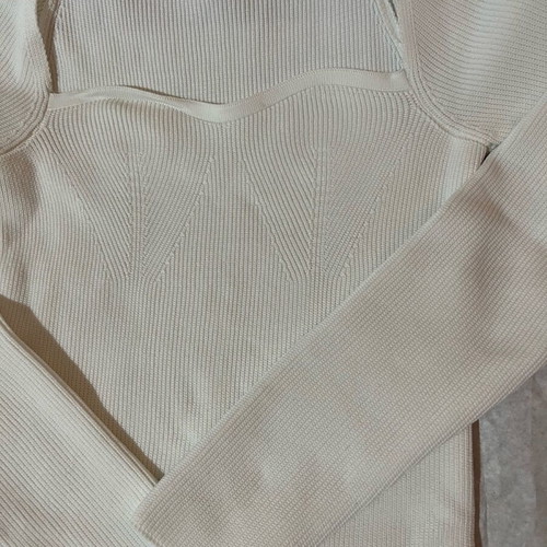 White ribbed long-sleeve blouse like new, size S/M