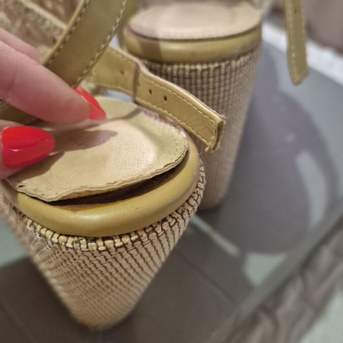 Migato beige platform sandals with embroidery, size 37