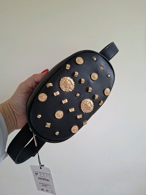 Τσάντα μέσης Stradivarius μαύρη καινούργια, πολυτελής