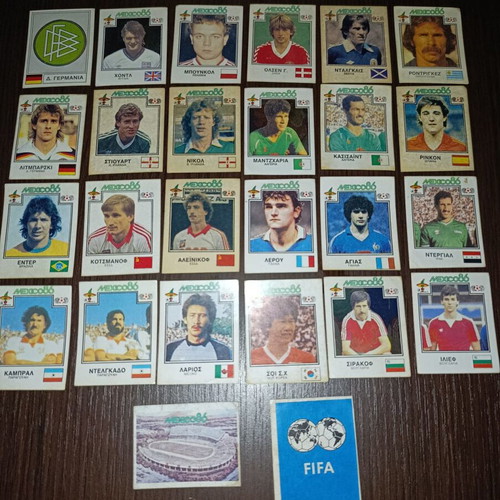 Football stickers World Cup Mexico 86 used, pack of 26