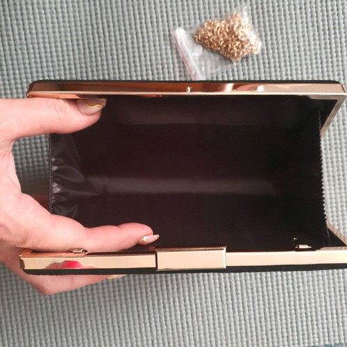 Bag to Bag women's clutch bag new, black velvet with gold details