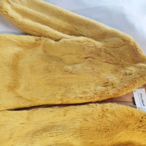 Pull & Bear yellow ecological faux fur jacket like new, size L