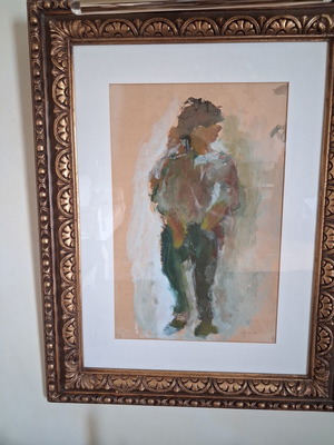Watercolor painting with French frame like new
