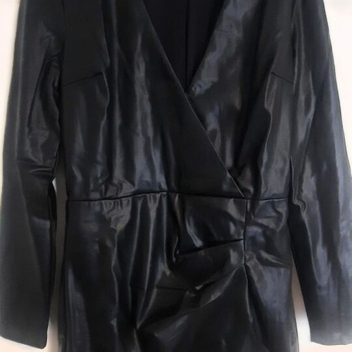 Zara Faux Leather Wrap Mini Dress like new, black, size M