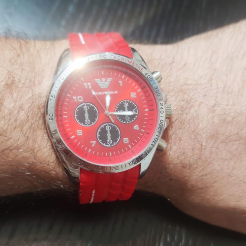 Armani Exchange Waterproof Wristwatch Unisex Stainless Steel Red