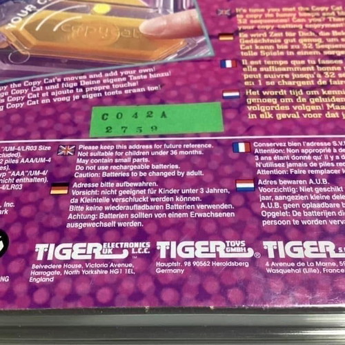 Tiger Electronic handheld game “Copycat” new, sealed