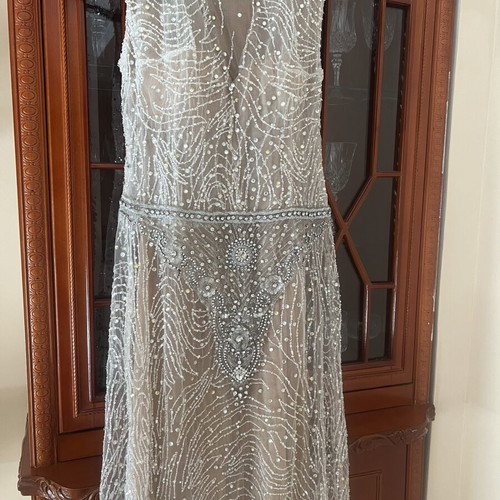 Christina Zafeiriou dress like new, beige and silver, sizes S M