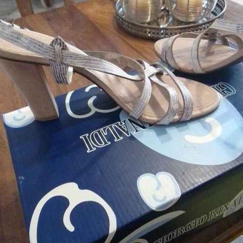 Heeled sandals like new, gray, size 40