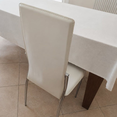 Set of 4 beige dining chairs with leatherette upholstery