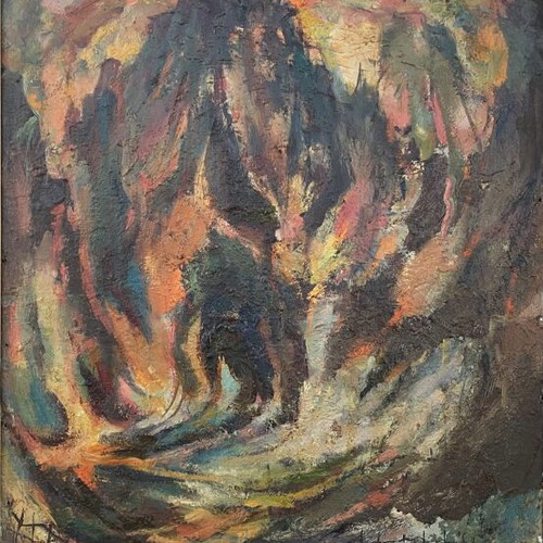 D. Poulianos painting oil on hardboard like new