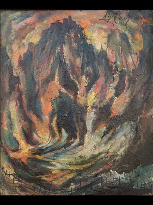 D. Poulianos painting oil on hardboard like new
