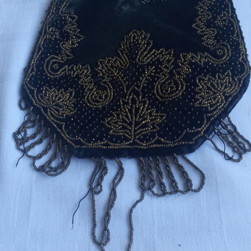 Velvet pouch used with antique beads collectible