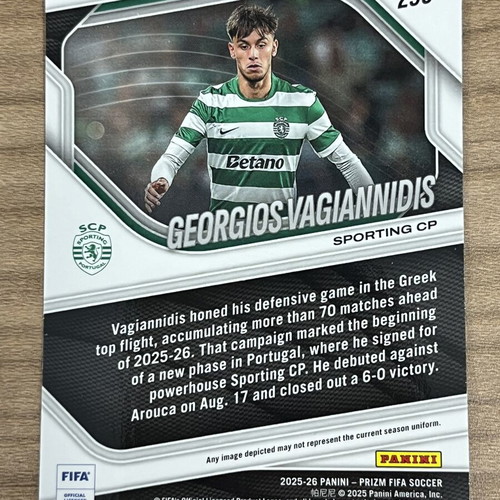 2025-26 Panini Prizm FIFA Soccer RC Georgios Vagiannidis card like new