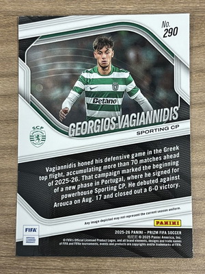 2025-26 Panini Prizm FIFA Soccer RC Georgios Vagiannidis card like new