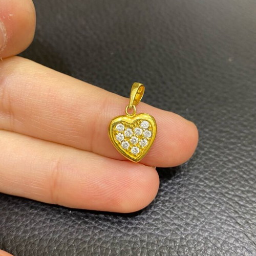 Silver (925) gold-plated heart pendant with crystals new