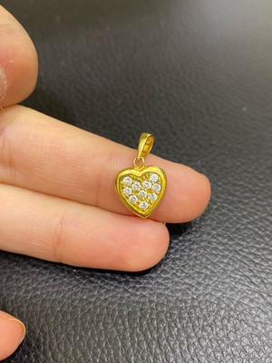Silver (925) gold-plated heart pendant with crystals new