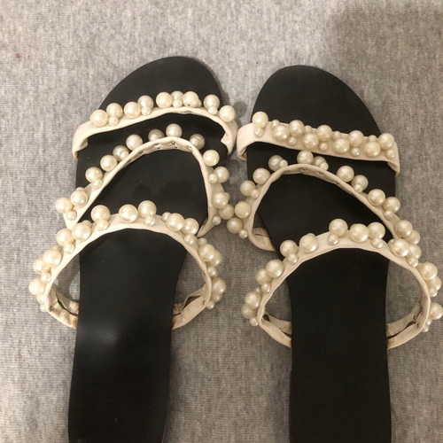 Pearl sandals size 38, black sole