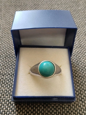 Ring with turquoise stone used, silver size 19.5