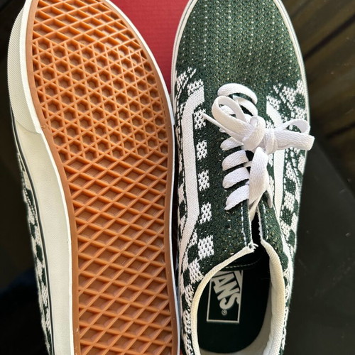 Vans Old Skool EK Checkerboard casual shoes new, size 44.5, white and green