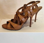 Leather women's high-heeled sandals size 39, brown