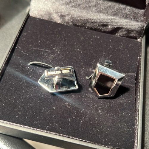 Dyrberg/Kern cufflinks like new, stainless steel with black crystal