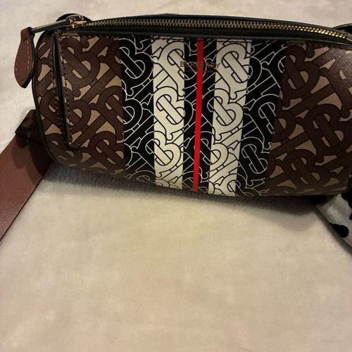 Burberry small leather bag new, brown multicolor