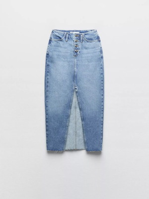 Τζιν φούστα με άνοιγμα μπροστά μπλε καινούργια, μέγεθος S